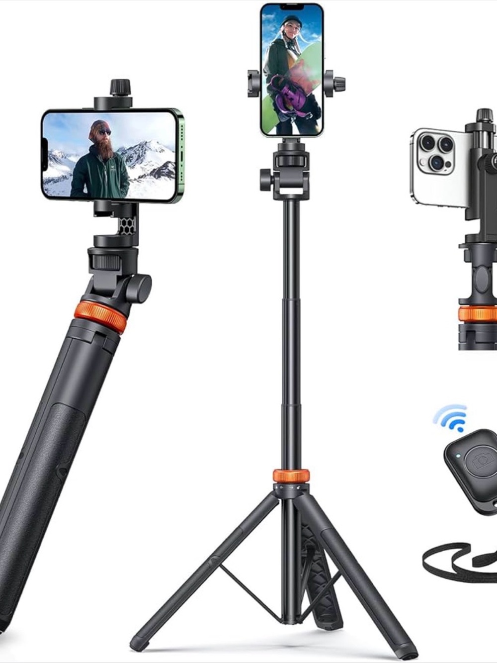 Universal Black Phone Tripod w/ remote  - Portable Selfie Stick & Mount nwt